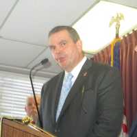 <p>Westchester Commissioner of Public Safety George Longworth announcing the arrest of 20 people in January on charges of selling heroin in Westchester.</p>