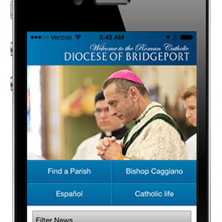 A view of the new, free mobile phone app of the Bridgeport Diocese.