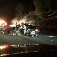 <p>A look at the scene of the accident on the Sprain Brook Parkway overnight Friday.</p>