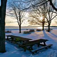 <p>The picnic tables won&#x27;t get much use in the winter. </p>