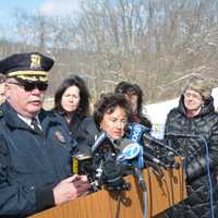 <p>New Castle Police Chief Charles Ferry speaks at a train-crossing safety press conference in Chappaqua.</p>