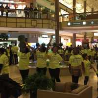 <p>Students from Creative Youth Productions take part in a flash mob at the Danbury Fair Mall to promote Fairfield County Giving Day.</p>