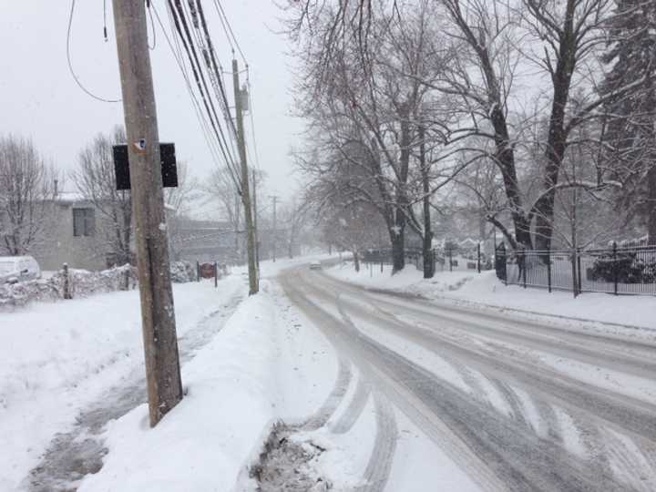 Marble Avenue in Pleasantville following Thursday&#x27;s snowstorm