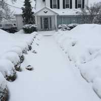 <p>Beecher Funeral Home in Pleasantville following the snowstorm.</p>