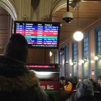 <p>The screen says it all -- every Metro-North train is delayed. </p>