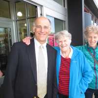 <p>Supervisor Paul Feiner outside the Saks&#x27; grand opening with his mother, Sylvia, and sister, Carrie, both of Scarsdale.</p>