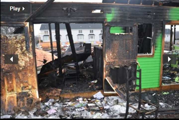 The community building at the Reservoir Community Farm in Bridgeport was destroyed in a fire Monday. 