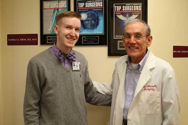 Cole Caulfield, left, with  Dr. Paul Cathcart.