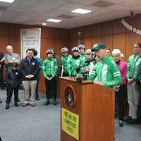 <p>Team 26 leader speaks to Greenwich gathers, expressing their gratitude for the support.</p>