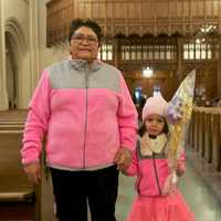 <p>Parishioners leave church with palms on Palm Sunday.</p>