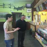 <p>Roy Poon and Charles Viens are business partners in the newly reopened Bridgeport Lobster and Shellfish. </p>