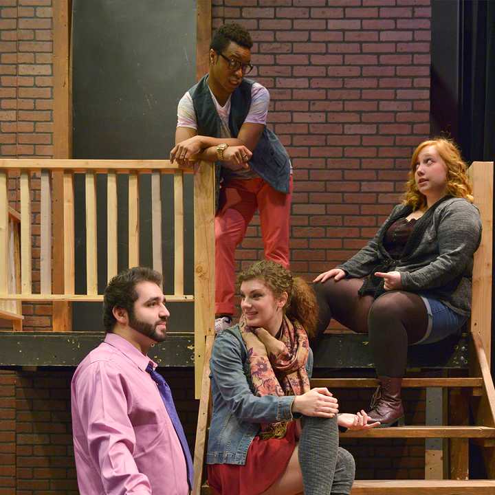 Pictured L-R are Ryan Naso, of Stamford, as Frederick; Myles Tripp, of West Haven, as Victor; Margaret Buzak, of Bethel, as Pattie; and Corinne Marshall, of Prospect, as BJ.