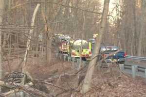 Firefighters Battle Blaze On Croton Dam Road