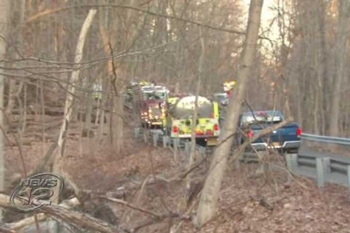 Firefighters Battle Blaze On Croton Dam Road
