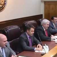 <p>The four Republican members of the Tuckahoe Board of Trustees after being sworn in.</p>