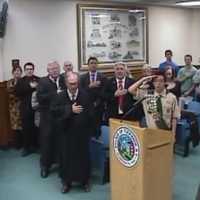 <p>It was a packed house at Tuckahoe Village Hall on Monday as three elected officials were sworn into office. </p>