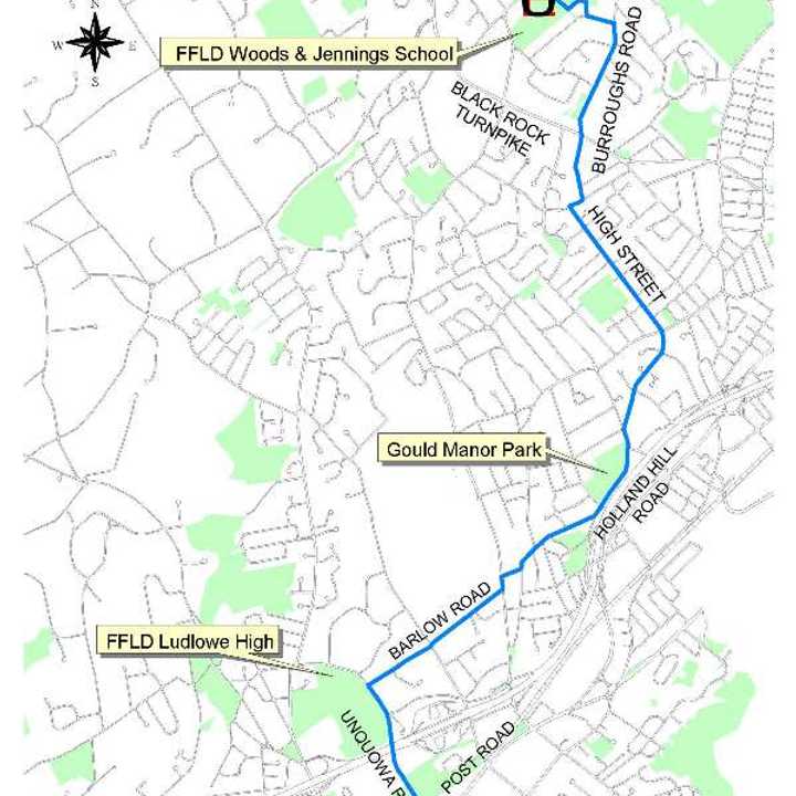 The tour is 8.5 miles round trip, linking the main Fairfield Public Library on Old Post Road to the Fairfield Woods Branch Library on Fairfield Woods Road.