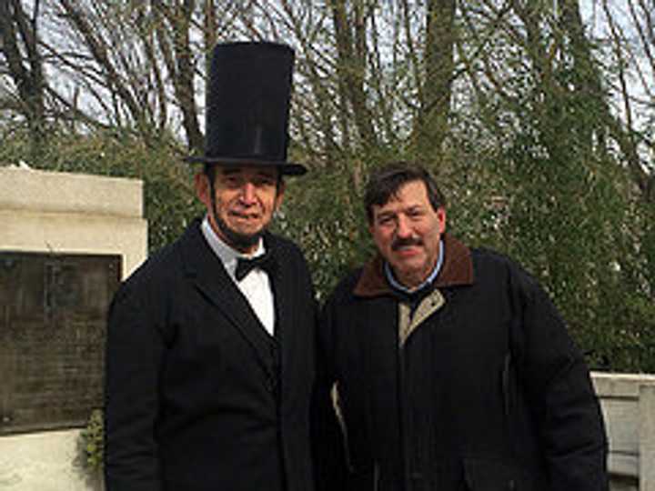 Legislator John Testa with Lincoln at the Annual Lincoln Society Ceremony in February.