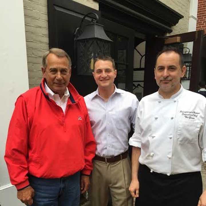 U.S. House Speaker John Boehner, posed last month with the general manager and executive chef of The Goose American Bistro &amp; Bar in Darien, Conn. Boehner often frequented restaurants and golf courses in Harrison and Rye when he traveled to New York.