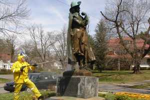 New Rochelle's Jacob Leisler Statue Gets A Cleaning 