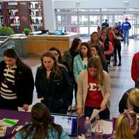 <p>Students line up to register for Friday&#x27;s Relay for Life. </p>