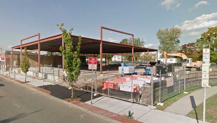 The construction site, which will soon house a dollar store, where the van reportedly backed into the elderly man. 