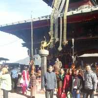 <p>Amit  Adhikari, of Nepal, at bottom right, with his family in front of a Hindu temple in Gorkha, Nepal, called Manakamana, which was badly damaged in Saturday&#x27;s earthquake. He is a student at the University of Bridgeport.</p>