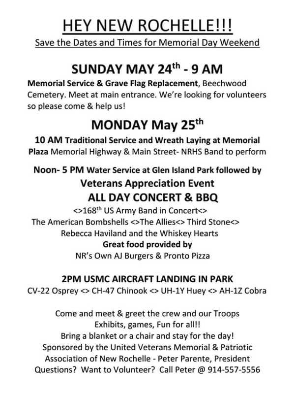 New Rochelle Plans Two-Day Memorial Day Celebration