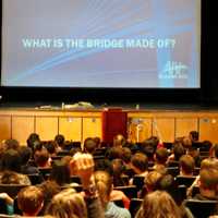 <p>Daniel Marcy from the New NY Bridge team spoke with Briarcliff Middle School students about the history of the current Tappan Zee Bridge.</p>