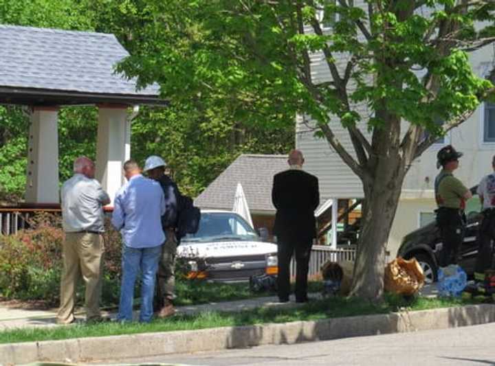 The medical examiner arriving at 65 Hillside Ave. in Hastings on Thursday afternoon.