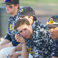 <p>Pelham players watch from the bench.</p>