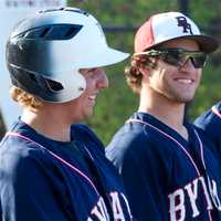 <p>Byram Hills players in the dugout.</p>