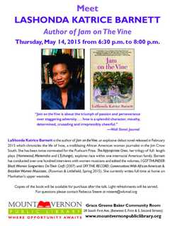 Author LaShonda Katrice Barnett To Visit Mount Vernon May 14