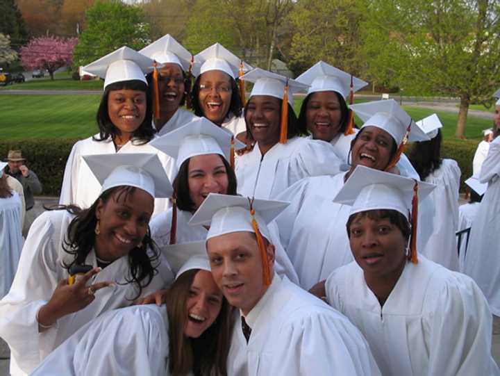 Previous graduates from the Bridgeport Hospital School Of Nursing celebrate finishing the program. This year&#x27;s ceremony was held on May 4. 