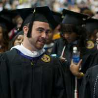 <p>Pace University President Stephen J. Friedman (L) sits among University members at Tuesday&#x27;s ceremony. </p>