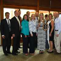 <p>Representatives of the Tuckahoe School District pictured after receiving the Pioneer Award.</p>