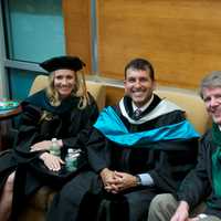 <p>Faculty and dignitaries gather at a pre-ceremony reception.</p>