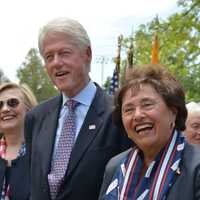 <p>Hillary and Bill Clinton at a remembrance service for New Castle&#x27;s Memorial Day ceremony. Rep. Nita Lowey is pictured at right.</p>