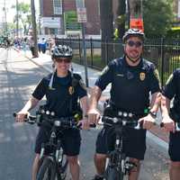 <p>Members of the Fairfield Police Department are on hand -- on bikes -- at the parade.</p>