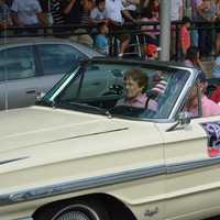 <p>Grand marshal Neil Aiello, a Danbury native a member of the Catholic Wars Veteran, leads the parade.  </p>