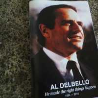 <p>An image of Al DelBello from his earliest years in politics on the cover of a program at Thursday&#x27;s memorial service attended by more than 300 people.</p>