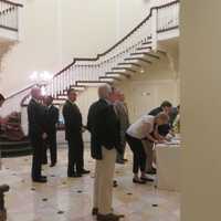 <p>Some of Al DelBello&#x27;s political colleagues, public employees, law partners and friends signed a guest book before a memorial service at Tappen Hill Mansion in Tarrytown on Thursday.</p>