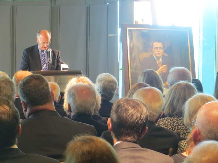 Greenburgh Supervisor Paul Feiner speaking at Thursday&#x27;s memorial service for Al DelBello, said he was the first &quot;and probably the last&quot; politician to treat him nicely.