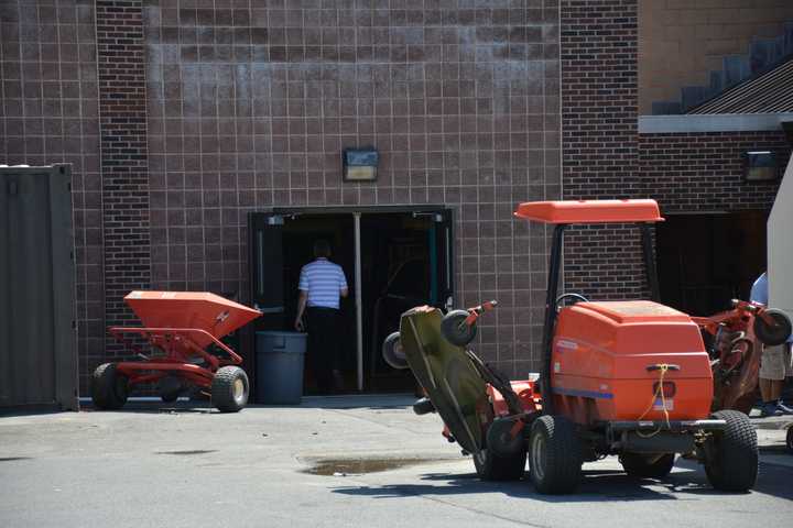 A fire was reported to have damaged a garage at Somers High School.