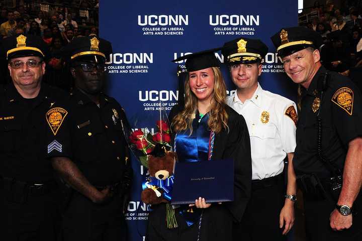 Four Bridgeport Police Officers Attend UConn Graduation For Erin Craw