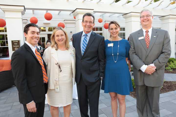 Gov. Dannel P. Malloy, center, was honored recently by the Regional Hospice and Home Care in Danbury. See story for complete photo IDs.