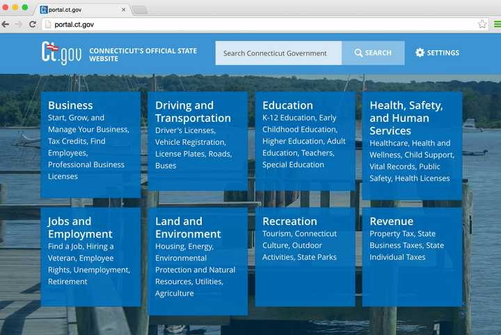 The new state of Connecticut website 