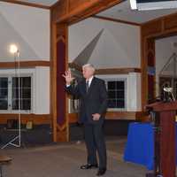 <p>Gerard Rod Mergardt at Tuesday night&#x27;s meeting of the Rye Board of Education where he was appointed interim director of physical education, health and athletics.</p>