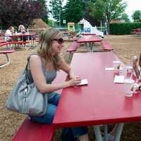 <p>The seating area at Red Rooster Drive-In in Brewster.</p>