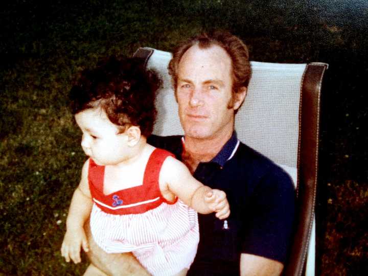 An old photo of Sarah Bamford of Old Greenwich with her dad.